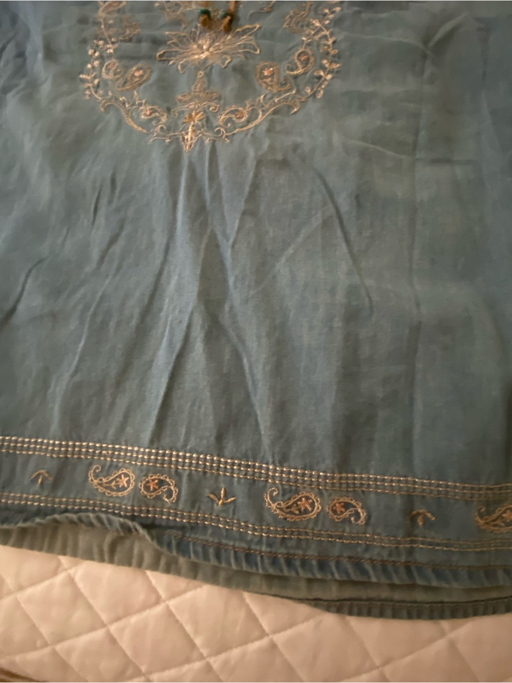 Vintage Sonoma Chambray Blue Embroidered Peasant Blouse Size Large - Picture 10 of 14